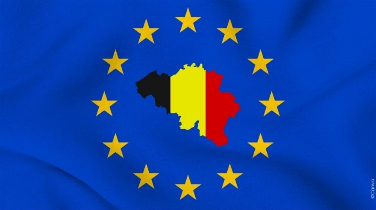 Drapeau belge au centre d'un visuel européen